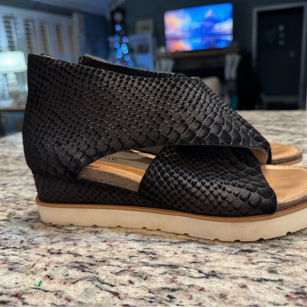 Black Wedge Sandals